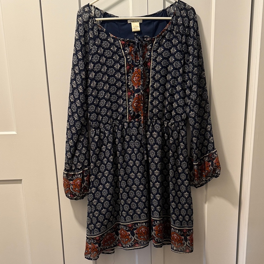 Miss Pinky Women's Navy Dress with Orange Accents size L